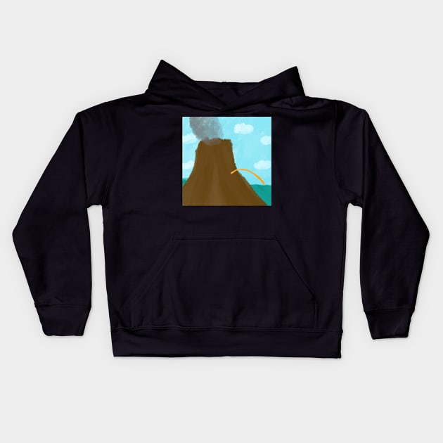 Peeing Volcano Kids Hoodie by Blackmoonrose13